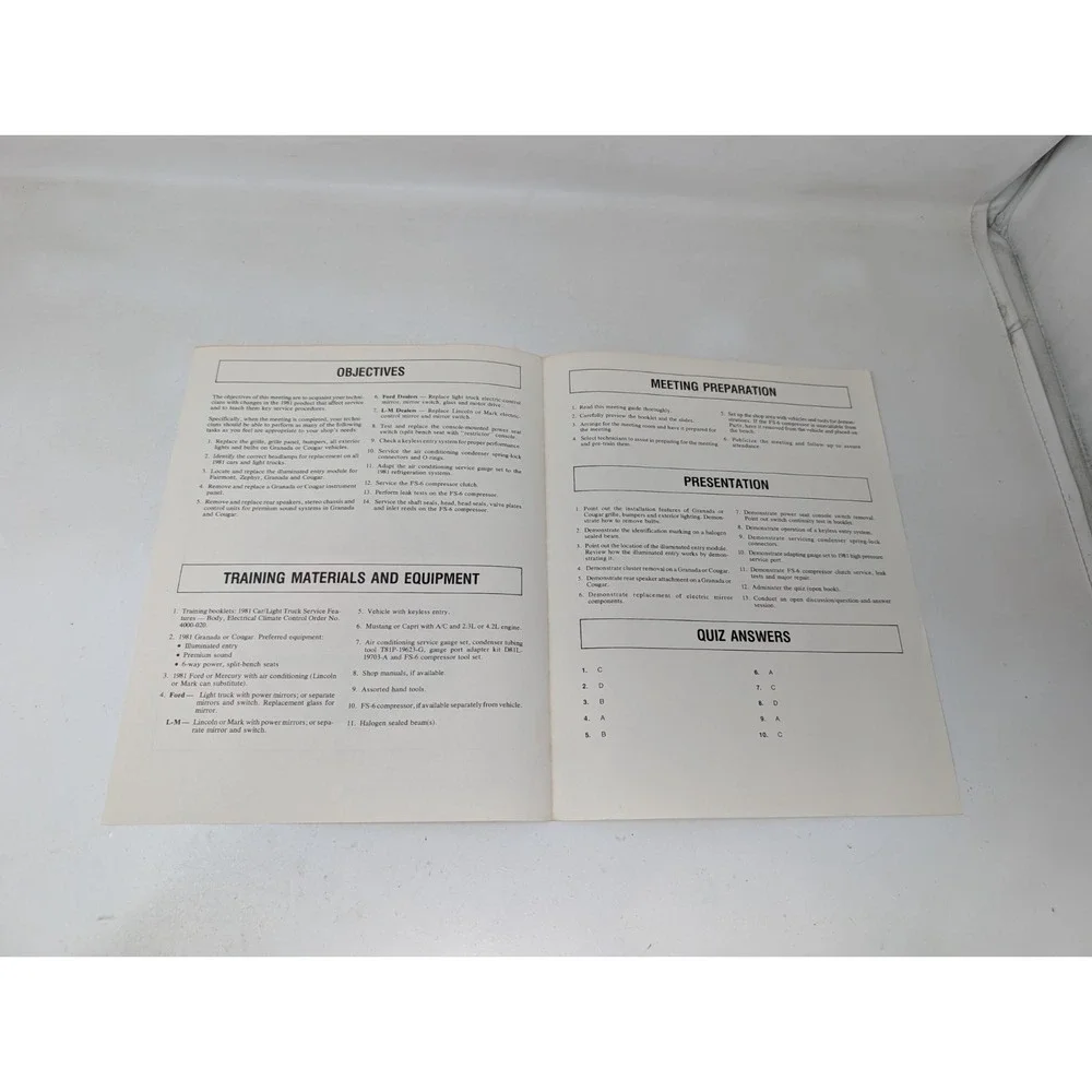 1981 Ford Car Truck Service Manager Meeting Guide Manual Electrical Body VTG 80s